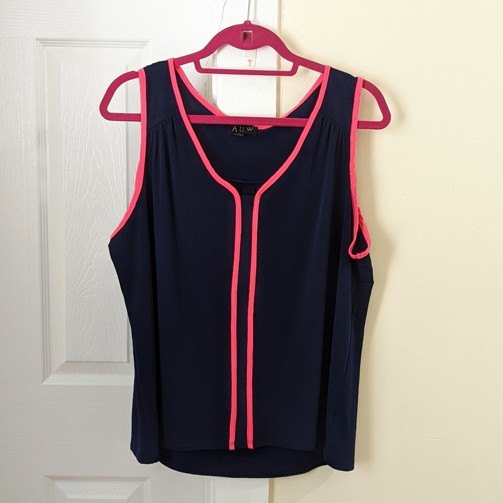 4/$20 AUW Navy and Pink Tank Top